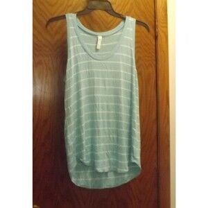 FORNIA Women's XL Blue Tank Top Sleeveless White Stripes Lightweight Longer
